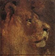 Louis Abrahams Lion-s head Germany oil painting artist